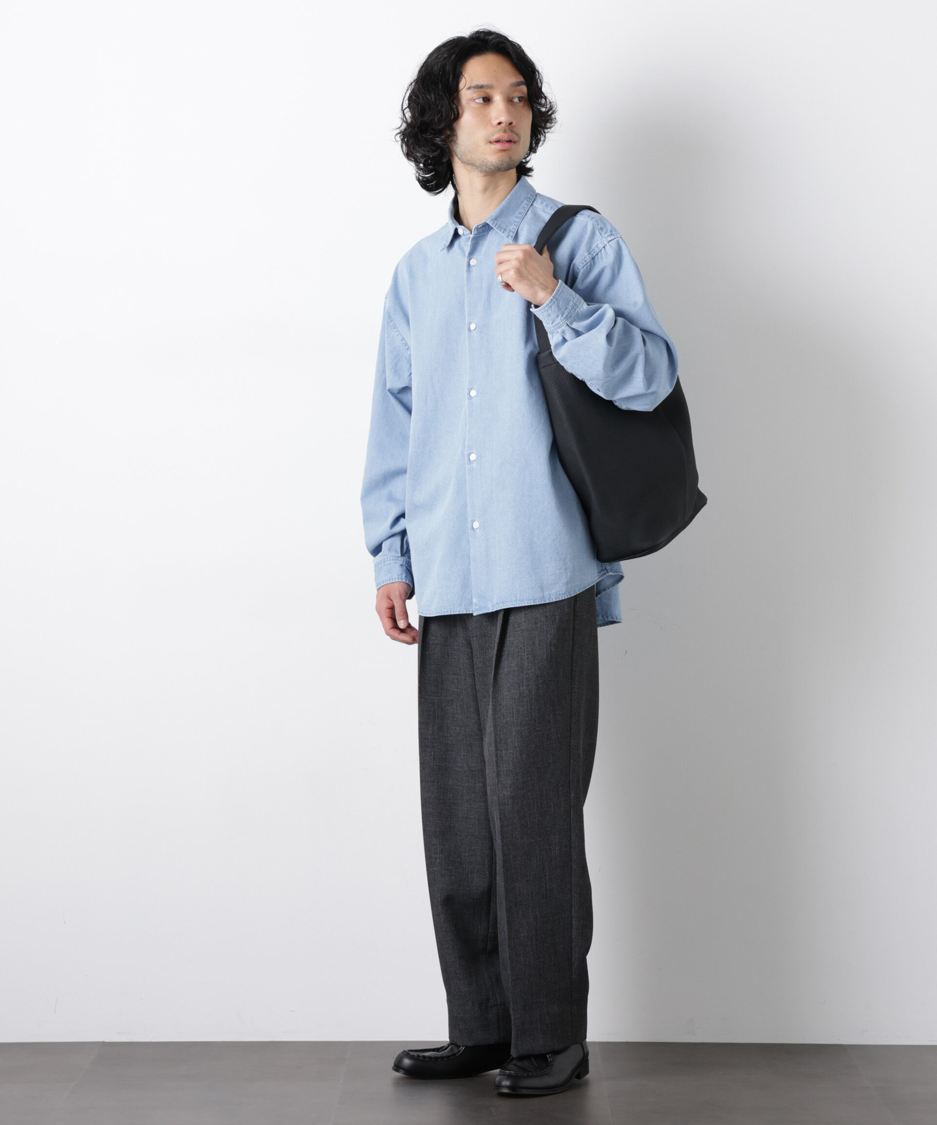 nano･universe「｢OtoNANO｣大人のワイドシャツ デニムシャツ 長袖」|シャツ・ブラウス|