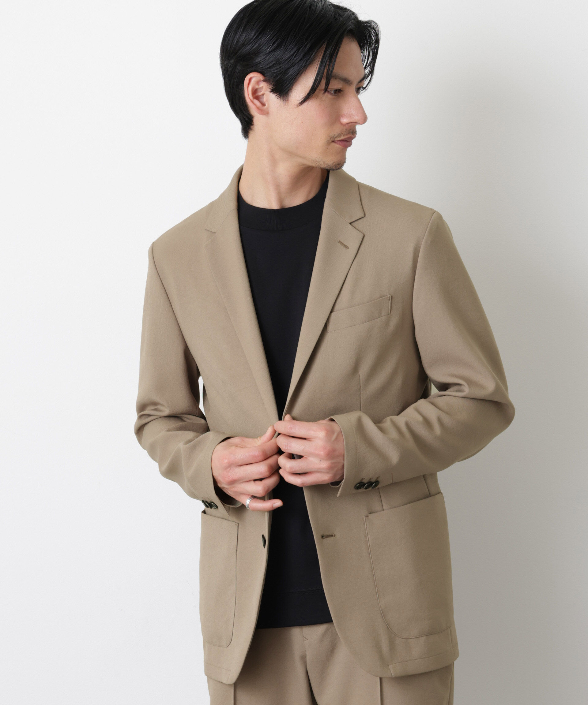 nano･universe「｢DamerinoSelect｣ﾀﾞﾝﾄﾂｵﾁｰﾙ防汚ﾃｯｸｽﾄﾚｯﾁｼﾞｬｹｯﾄ(ｾ 」|スーツ|モカベージュ7