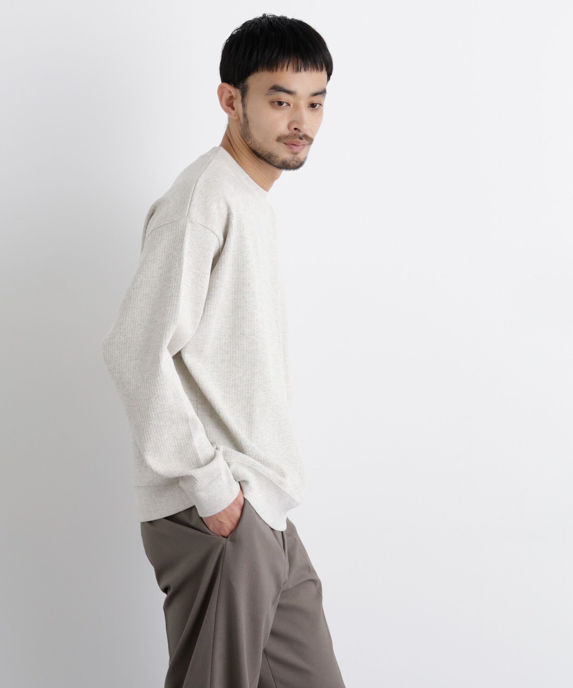 nano･universe「コットンサーマルクルーネックプルオーバー」|Tシャツ・カットソー|トップグレー4