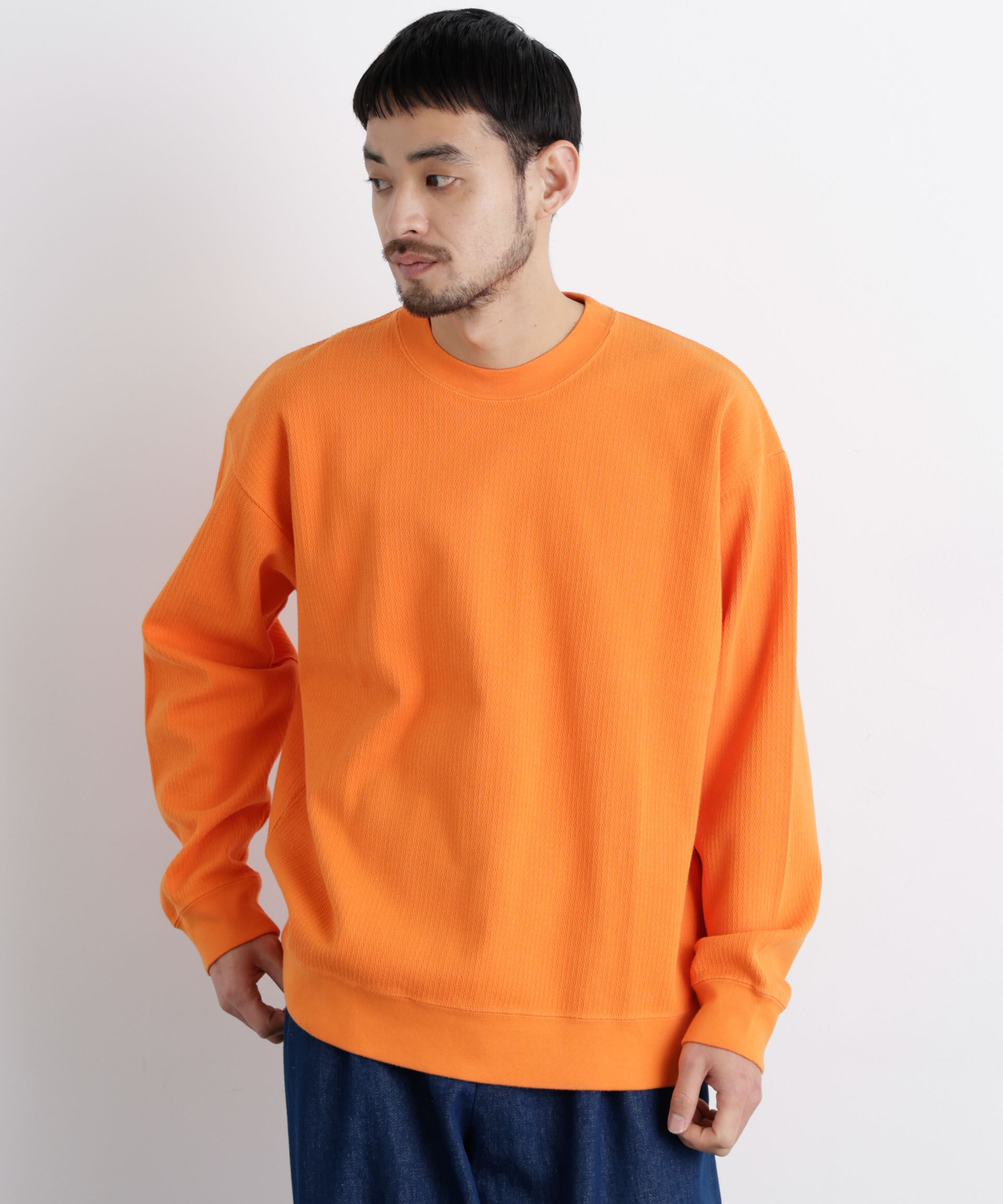 nano･universe「コットンサーマルクルーネックプルオーバー」|Tシャツ・カットソー|オレンジ