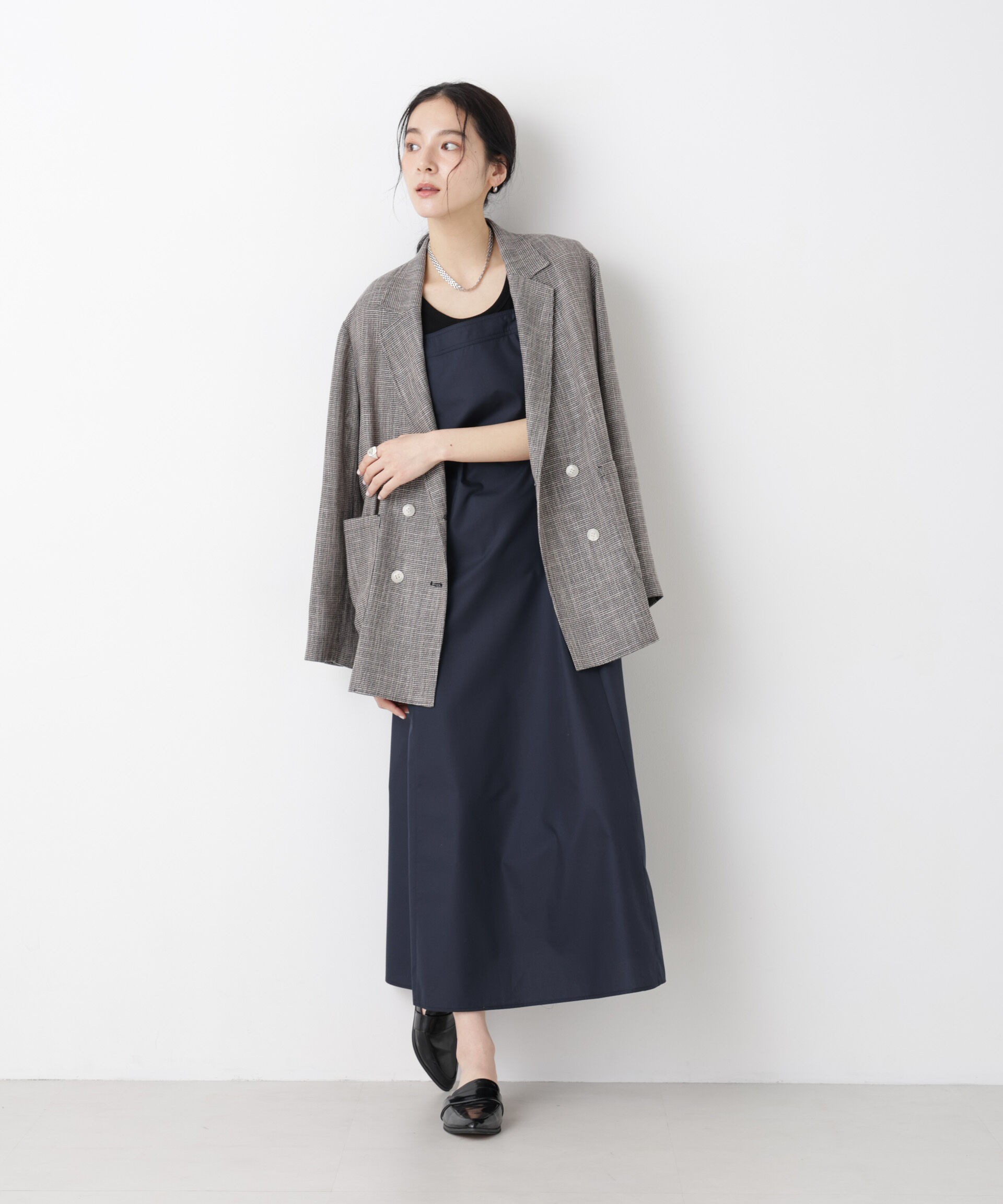nano･universe「カラミ織りダブルジャケット(セットアップ可)」|テーラードジャケット|