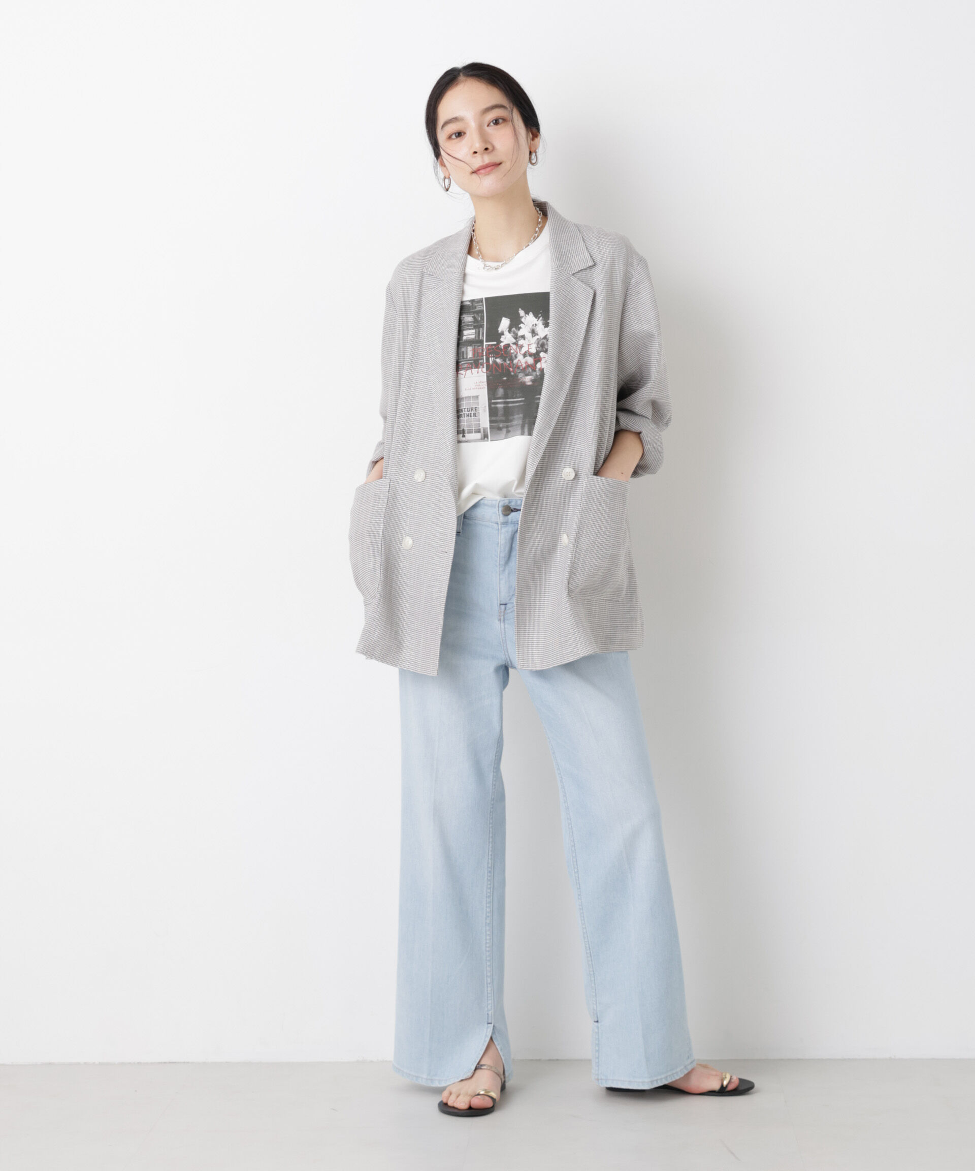 nano･universe「カラミ織りダブルジャケット(セットアップ可)」|テーラードジャケット|