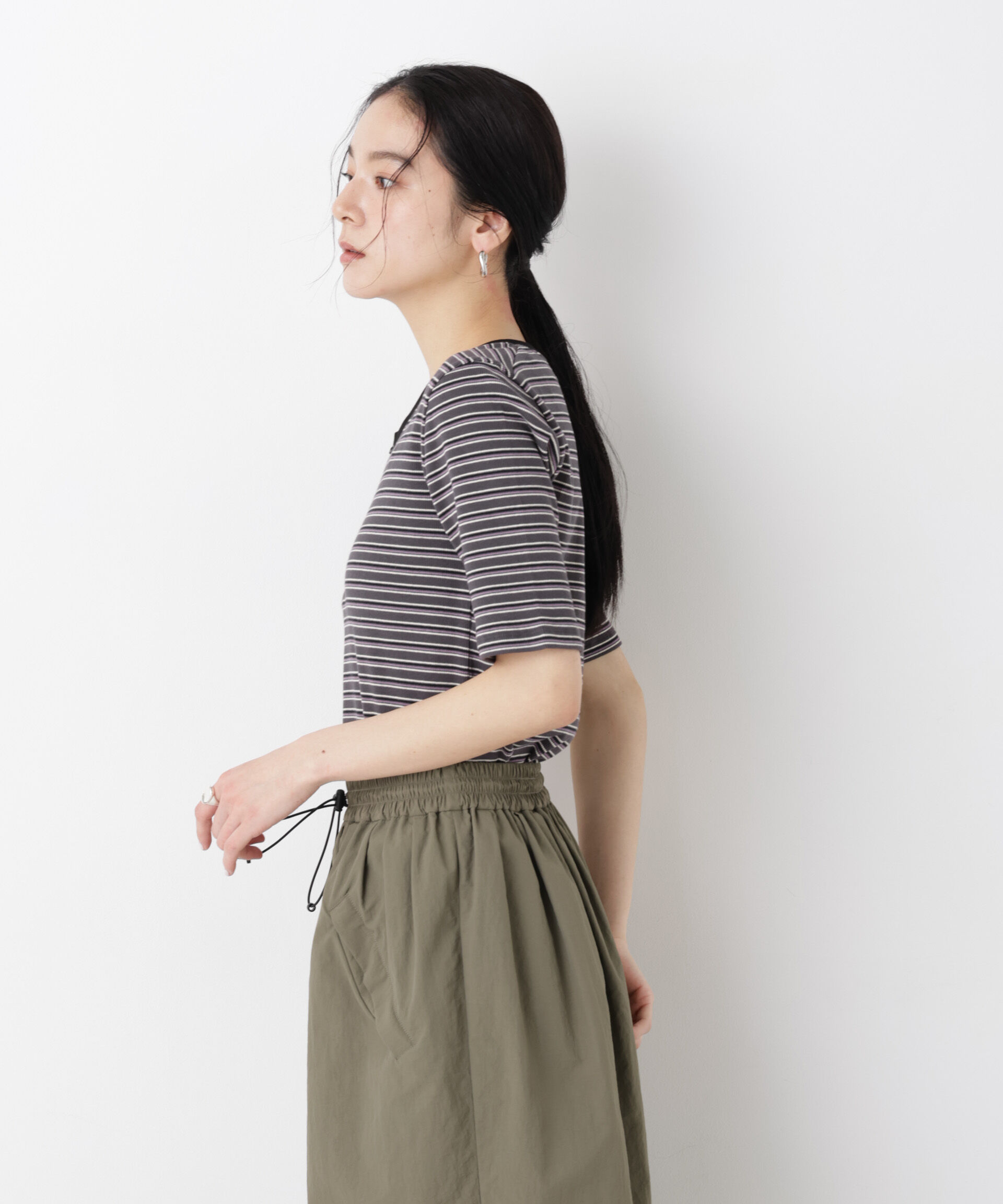 nano･universe「ボーダーテレコヘンリーネックTシャツ」|Tシャツ・カットソー|