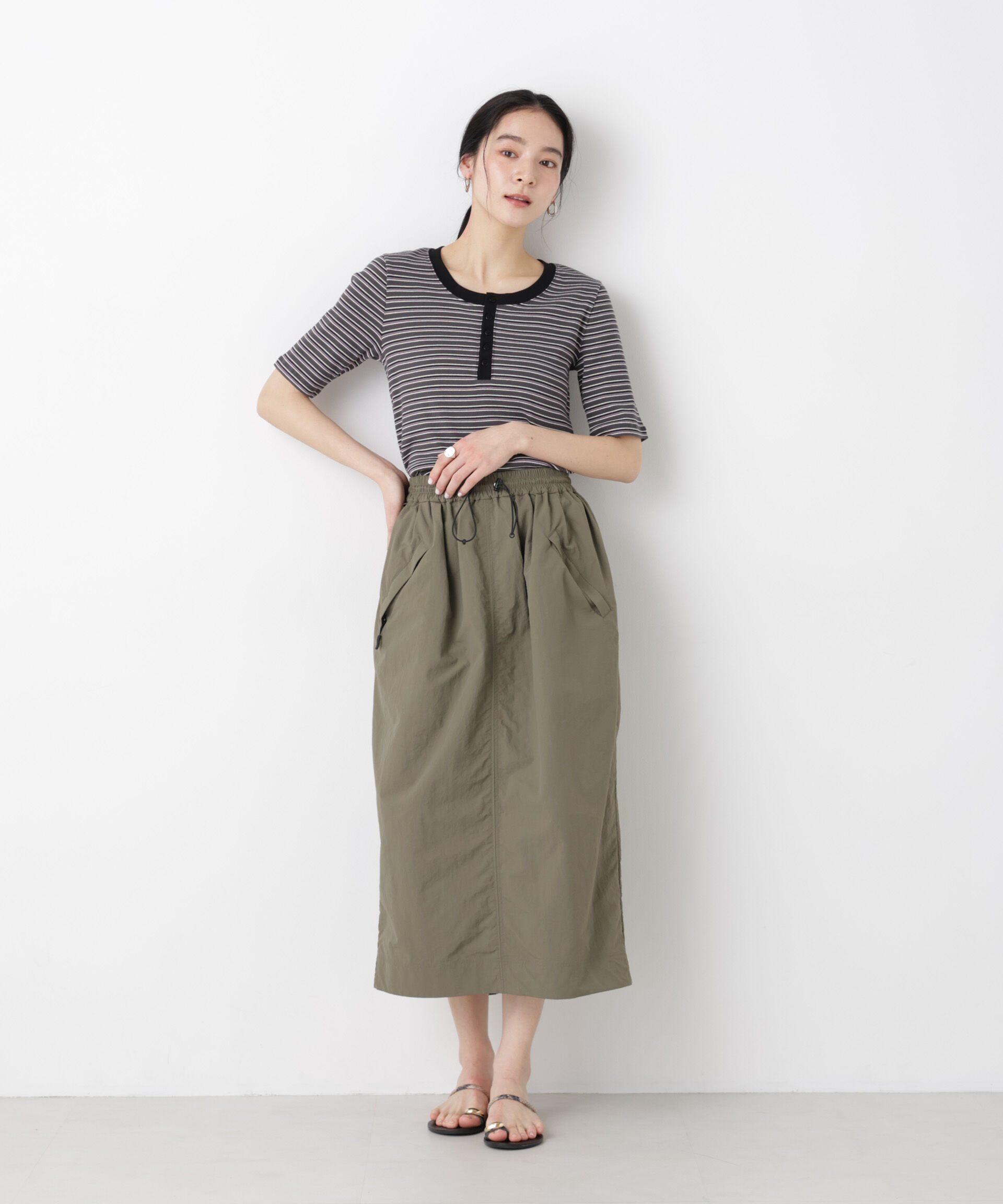 nano･universe「ボーダーテレコヘンリーネックTシャツ」|Tシャツ・カットソー|