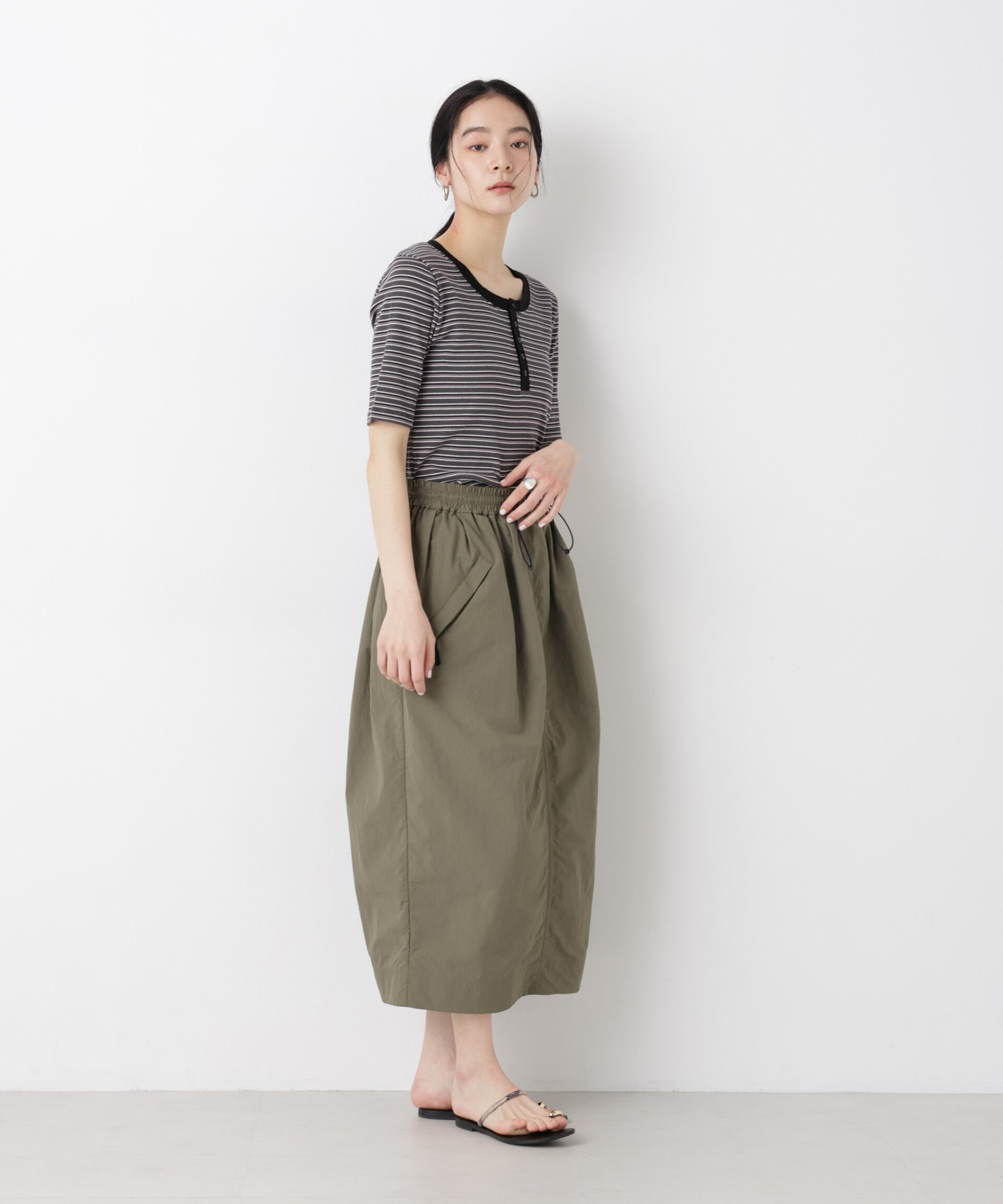 nano･universe「ボーダーテレコヘンリーネックTシャツ」|Tシャツ・カットソー|