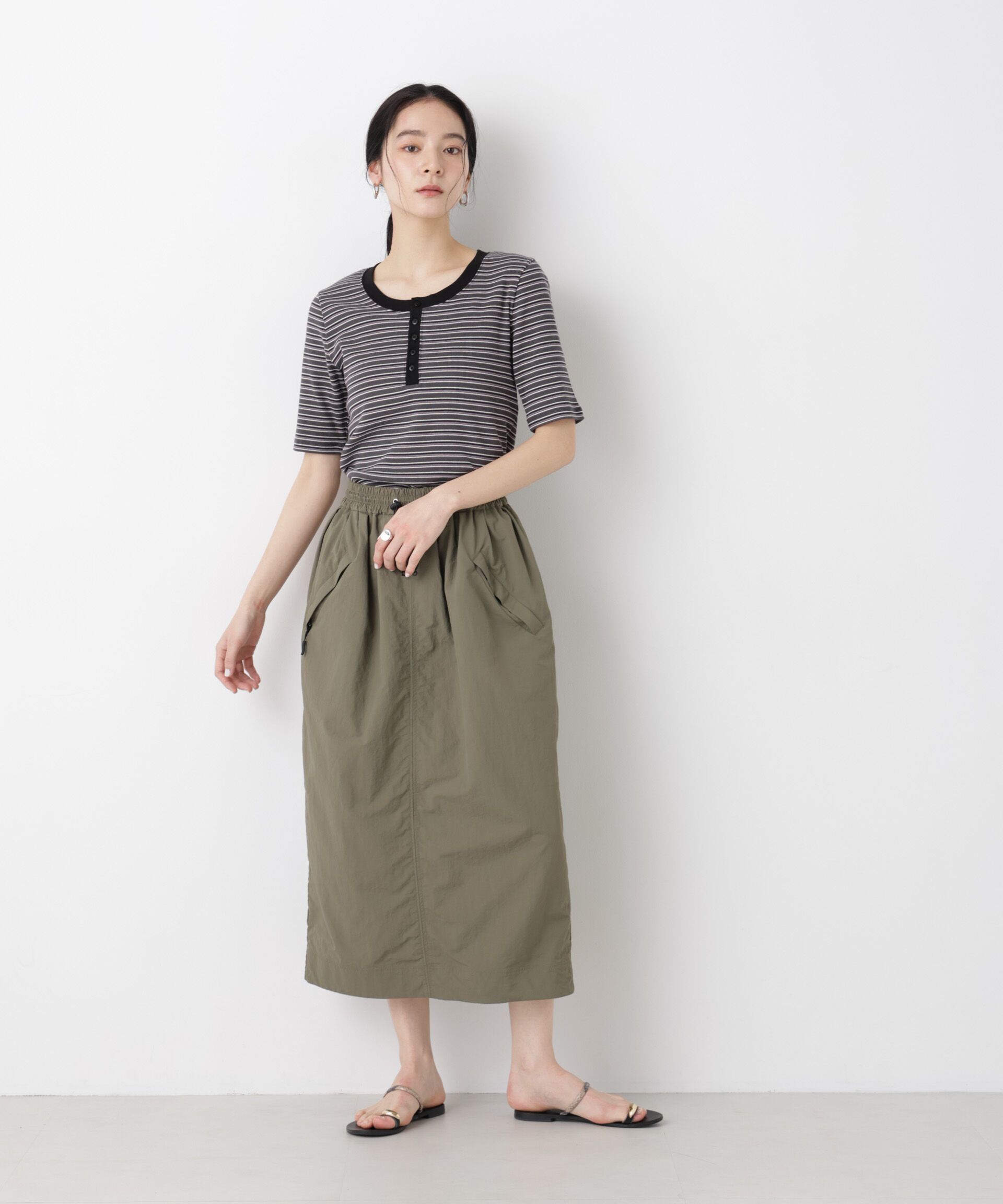 nano･universe「ボーダーテレコヘンリーネックTシャツ」|Tシャツ・カットソー|