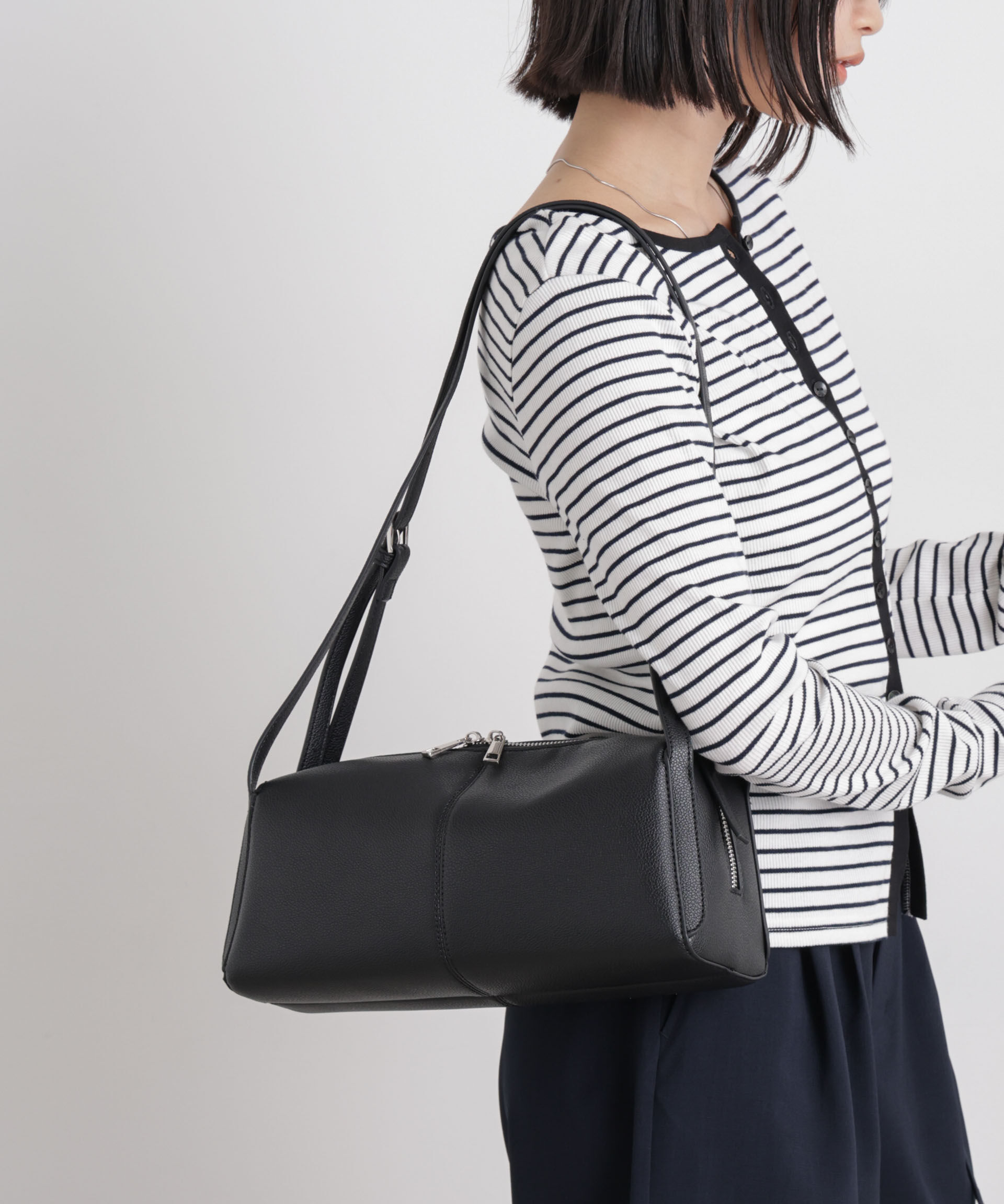 nano･universe「ツーハンドルスクエアショルダー＆ボディーバッグ」|ショルダー・メッセンジャー|ブラック