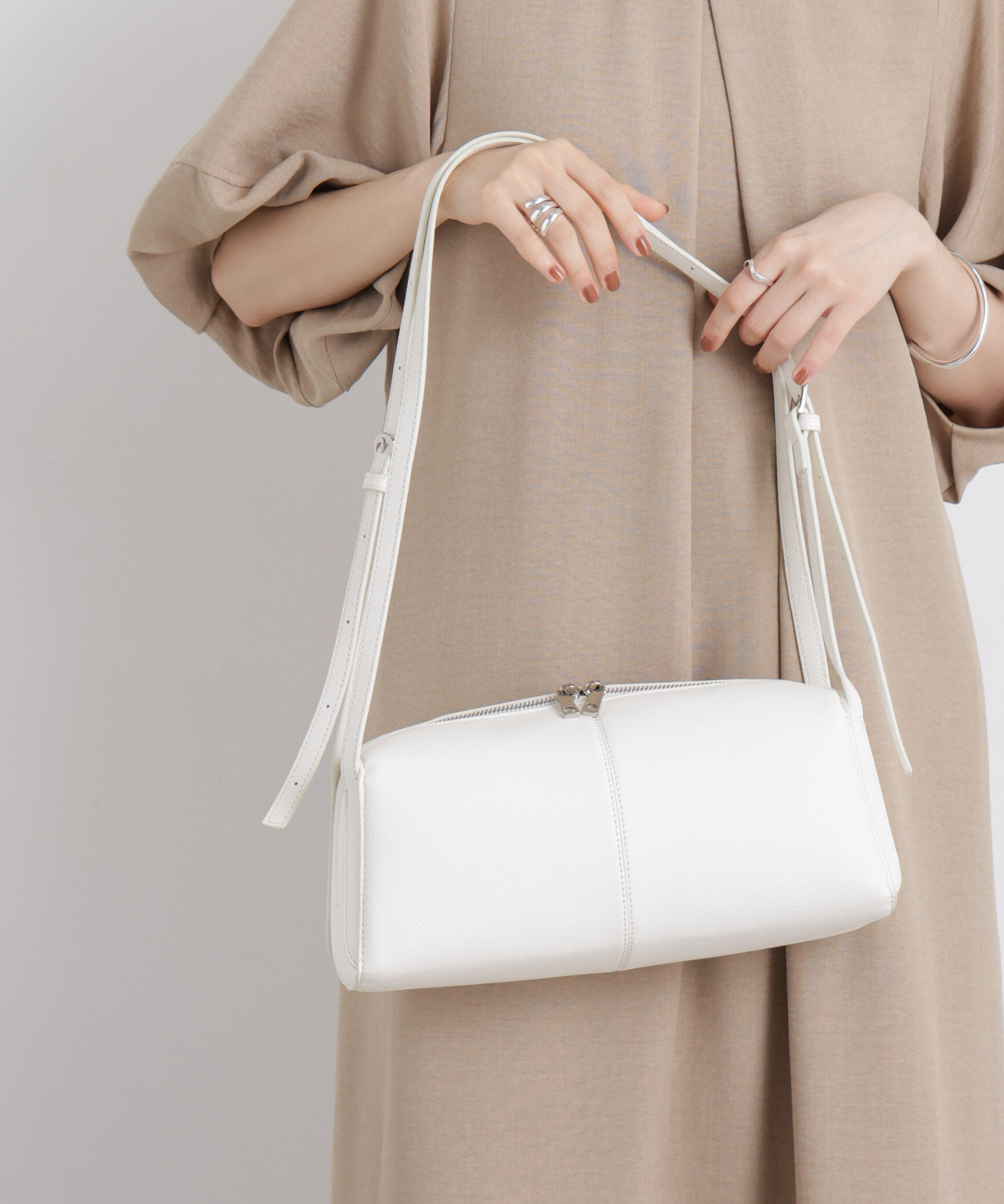 nano･universe「ツーハンドルスクエアショルダー＆ボディーバッグ」|ショルダー・メッセンジャー|アイボリー7