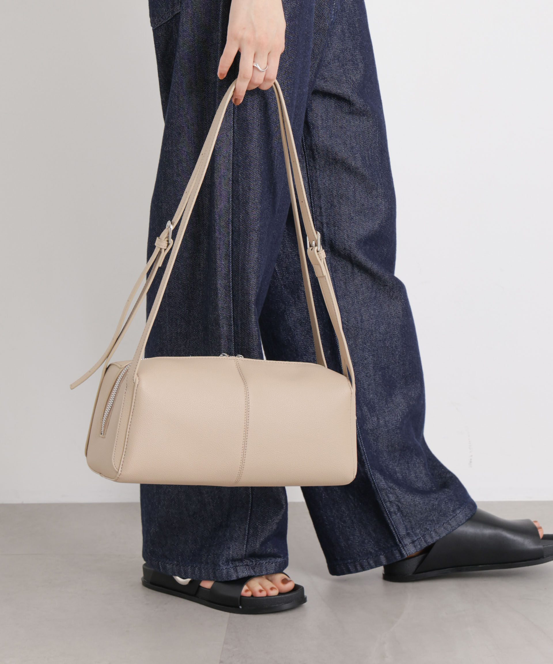 nano･universe「ツーハンドルスクエアショルダー＆ボディーバッグ」|ショルダー・メッセンジャー|ベージュ