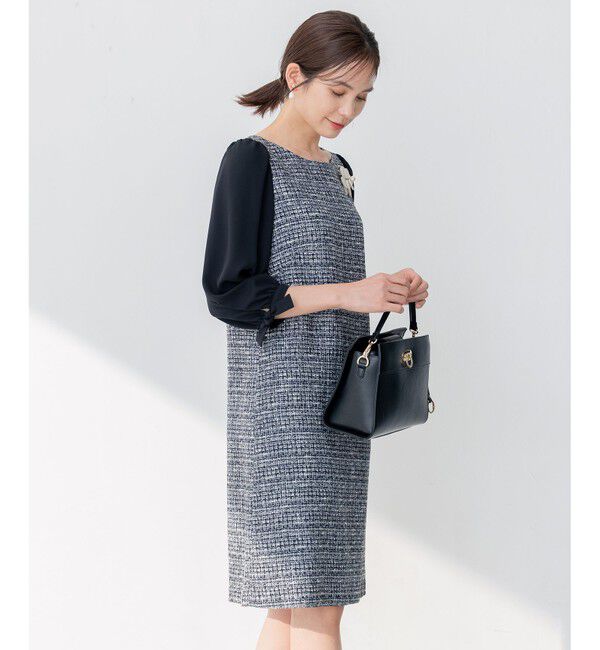 組曲「【セットアップ対応】ラメループモールツイード ワンピース」|ワンピース|ネイビー系1