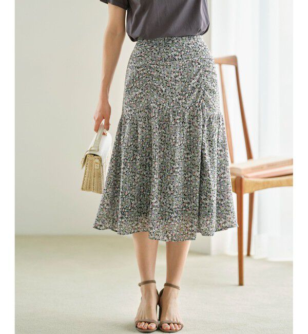 組曲「フラワーレイヤープリント ギャザースカート」|スカート|ピンク系5