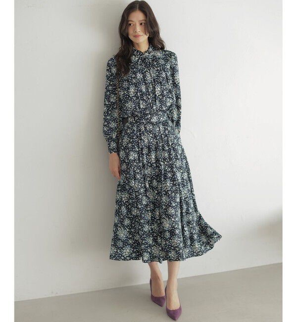 組曲「モザイクフラワープリント スカート」|スカート|ネイビー系5