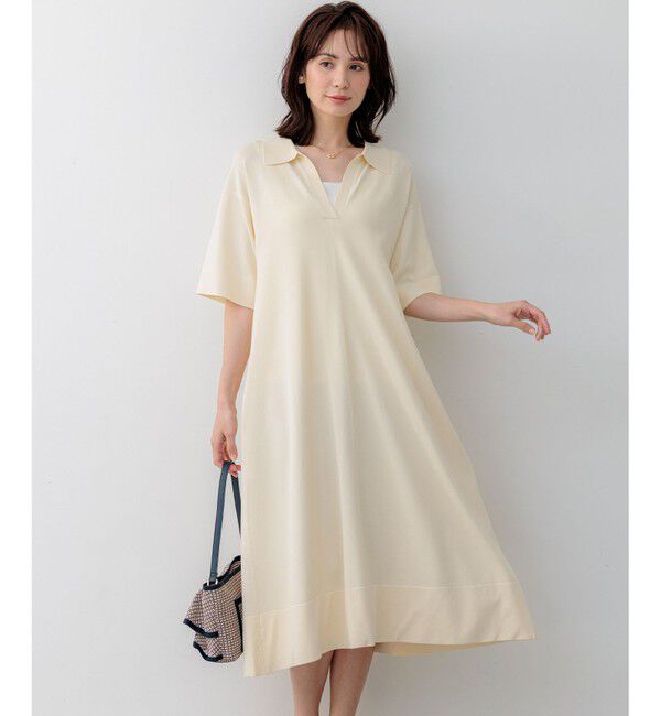 組曲「クリアストレッチスキッパーニット ワンピース」|ワンピース|アイボリー系