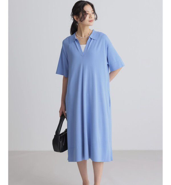 組曲「クリアストレッチスキッパーニット ワンピース」|ワンピース|ブルー系