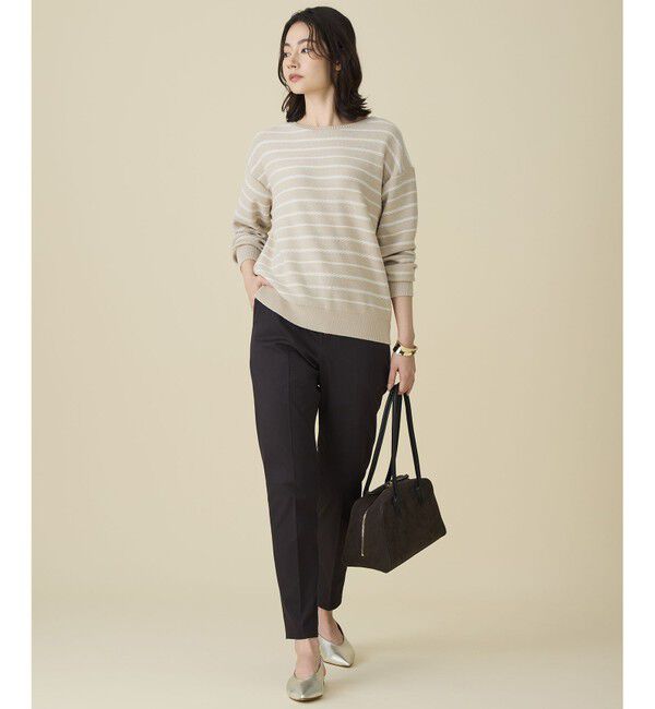 自由区「【ベーシック・着回し抜群】コットンポリミドルゲージボーダー ニット」|ニット・セーター|