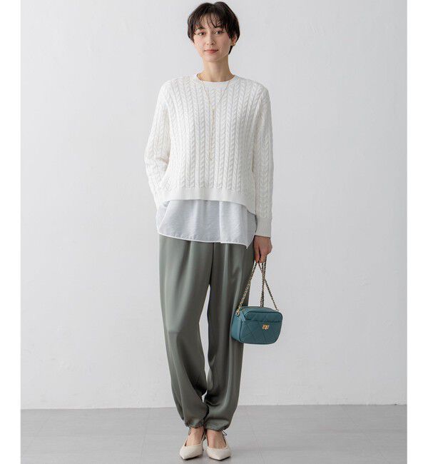 23区「【Oggi3月号掲載/洗える】コットンギマ ケーブル ニット」|ニット・セーター|