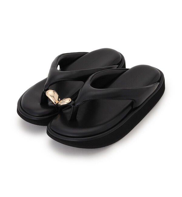 23区「レザータッチトング サンダル」|サンダル|ブラック系