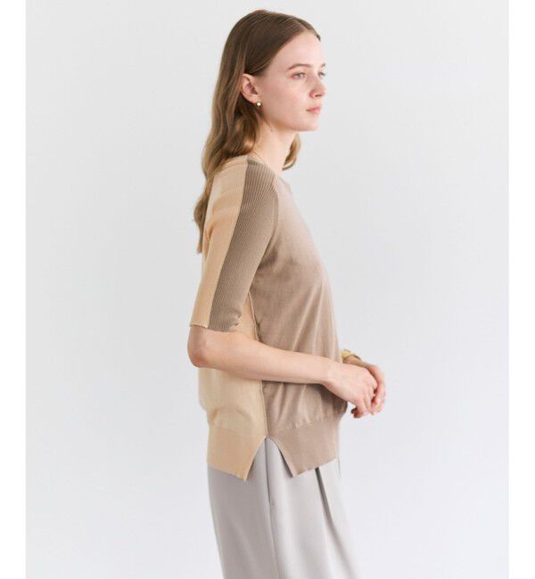 BEIGE,「JULIE / コットンシルク 2WAY半袖ニット」|ニット・セーター|Peach