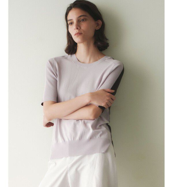 BEIGE,「JULIE / コットンシルク 2WAY半袖ニット」|ニット・セーター|Lilac