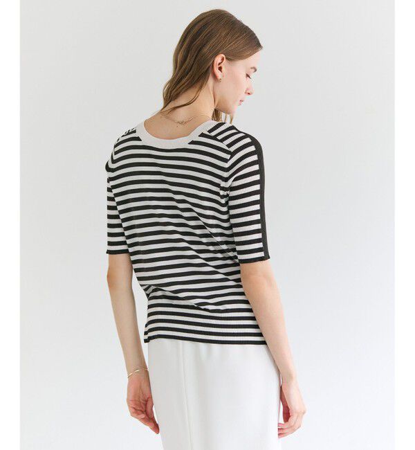 BEIGE,「JULIE / コットンシルク 2WAY半袖ニット」|ニット・セーター|Ecru&times;Khaki