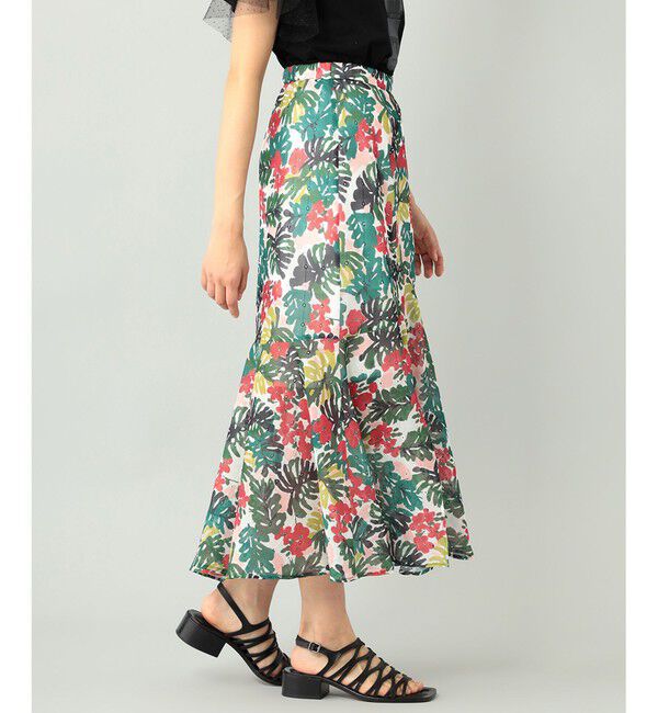  「リーフプリントロングスカート」|スカート|