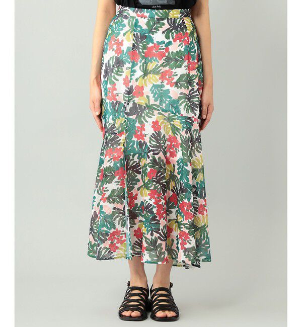  「リーフプリントロングスカート」|スカート|