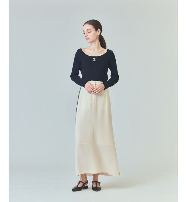  「ロゴ刺繍リブトップ」|ニット・セーター|ブラック