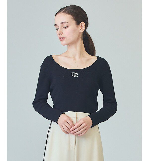  「ロゴ刺繍リブトップ」|ニット・セーター|