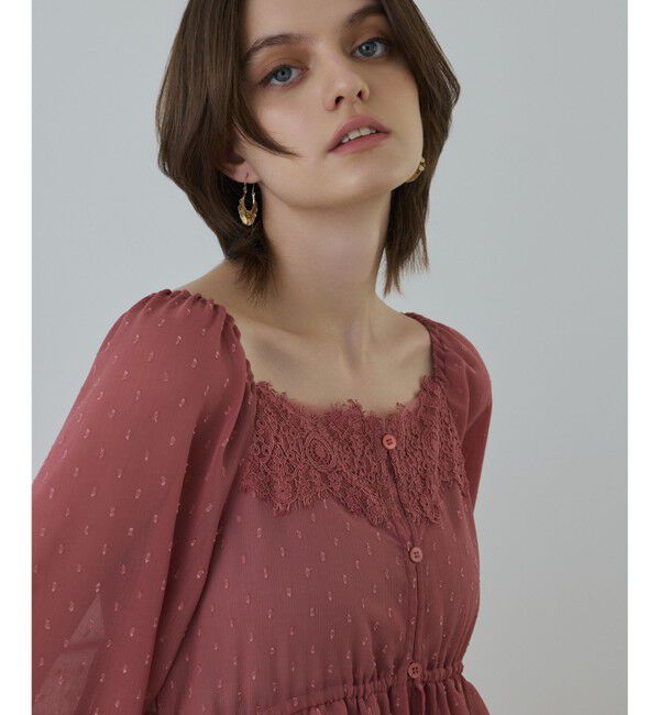 GRACE CONTINENTAL「レースコンビカットジャガードワンピース」|ワンピース|