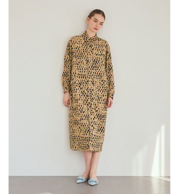 Grace Class「ハーフドットミリタリーワンピース」|ワンピース|ベージュ