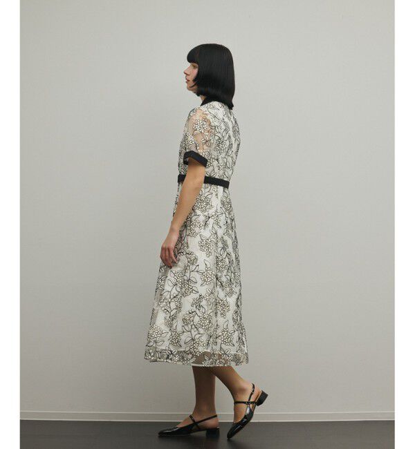 GRACE CONTINENTAL「フラワーコード刺繍ワンピース」|ワンピース|