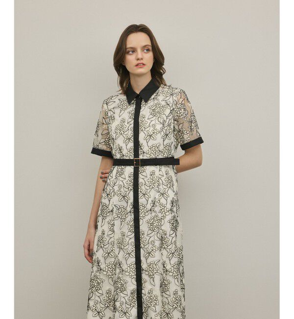 GRACE CONTINENTAL「フラワーコード刺繍ワンピース」|ワンピース|