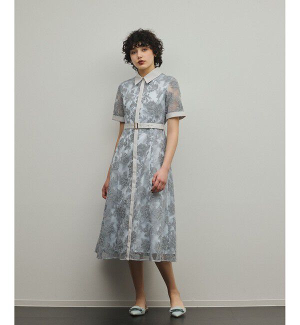 GRACE CONTINENTAL「フラワーコード刺繍ワンピース」|ワンピース|グレー