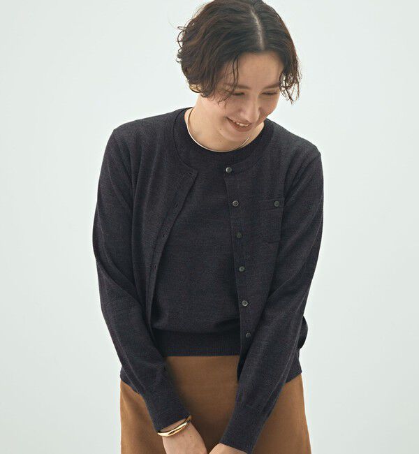 NOLLEY'S sophi「《アンサンブル対応》《手洗い可能》ウール100クルーネックカーディガン」|カーディガン|