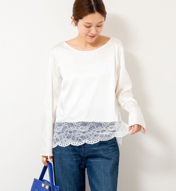 NOLLEY'S「ウォッシャブル裾レース2WAYオトナサテンブラウス」|シャツ・ブラウス|