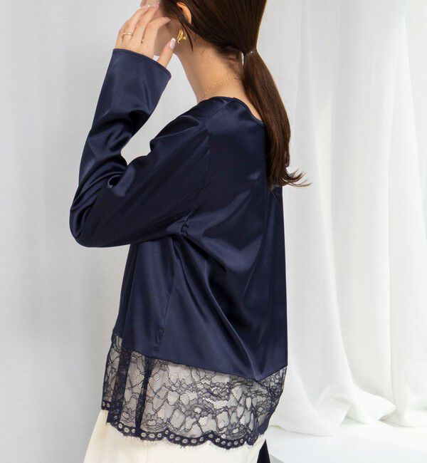 NOLLEY'S「ウォッシャブル裾レース2WAYオトナサテンブラウス」|シャツ・ブラウス|