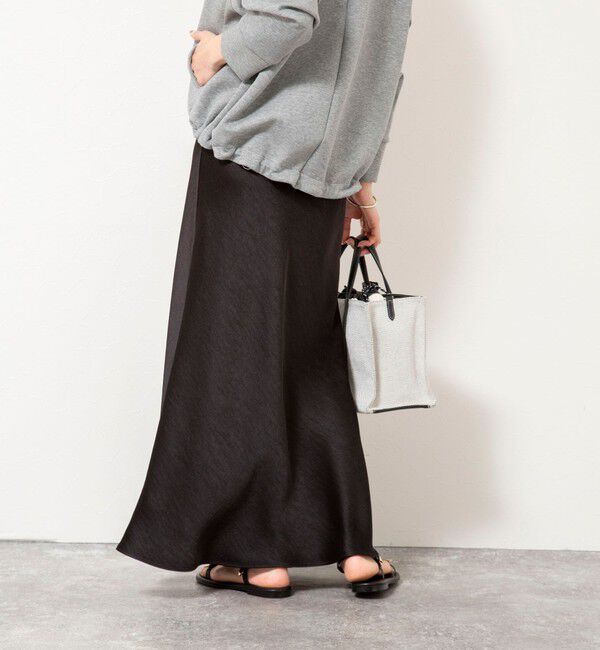 NOLLEY'S「ウォッシャブルサテンナロースカート」|フレア|
