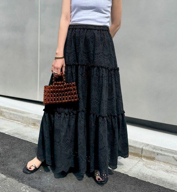 MAQWEL「【MAQWEL/マクウェル】ウォッシャブルコツトンレースティアードスカート」|スカート|