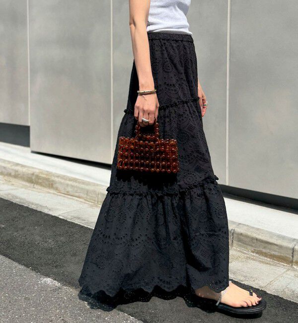 MAQWEL「【MAQWEL/マクウェル】ウォッシャブルコツトンレースティアードスカート」|スカート|