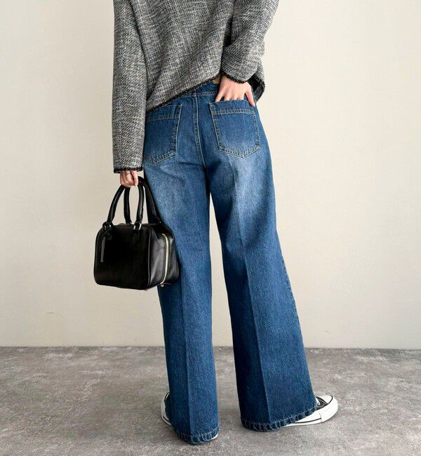 fredy emue「FRセンタープレスセミワイドデニムパンツ」|デニム|