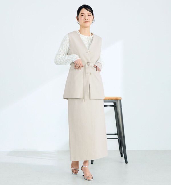 fredy emue「【セットアップ対応】パウダリーツイルベルト付きジレ」|ベスト・ジレ|