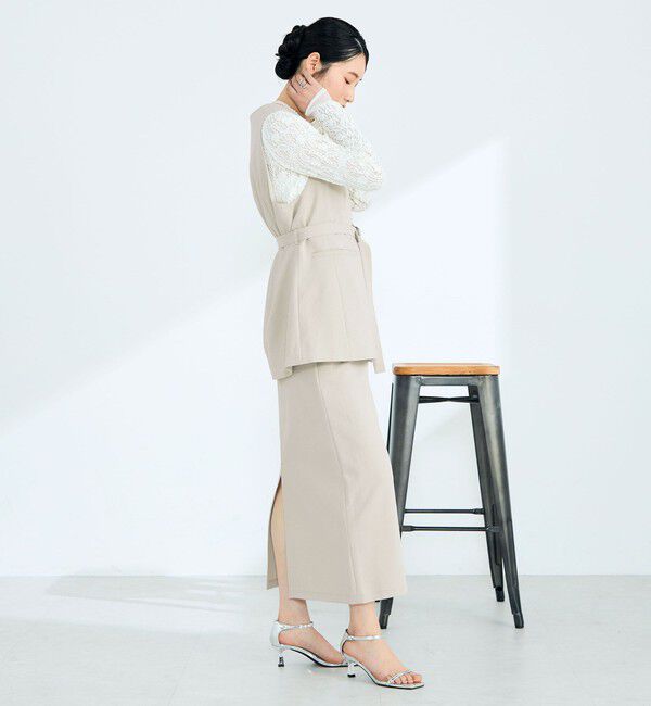 fredy emue「【セットアップ対応】パウダリーツイルベルト付きジレ」|ベスト・ジレ|