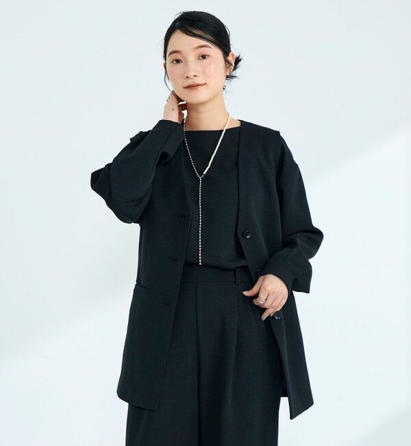 fredy emue「【セットアップ対応】パウダリーツイルベルト付きジレ」|ベスト・ジレ|ブラック