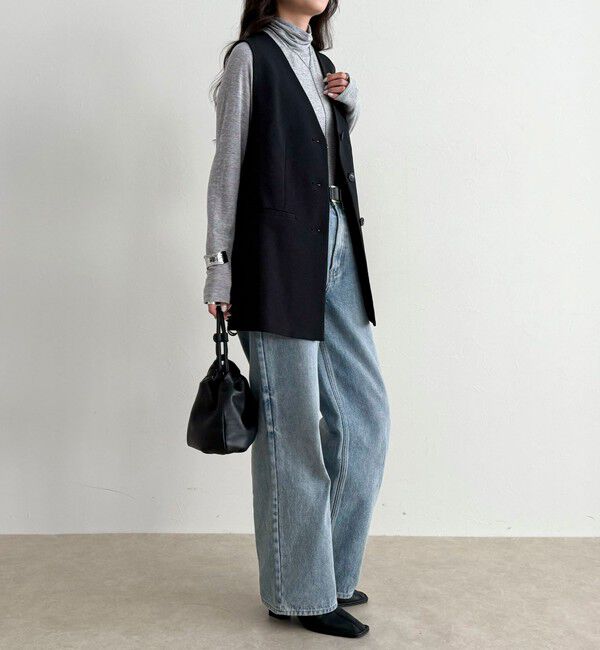 fredy emue「【セットアップ対応】パウダリーツイルベルト付きジレ」|ベスト・ジレ|