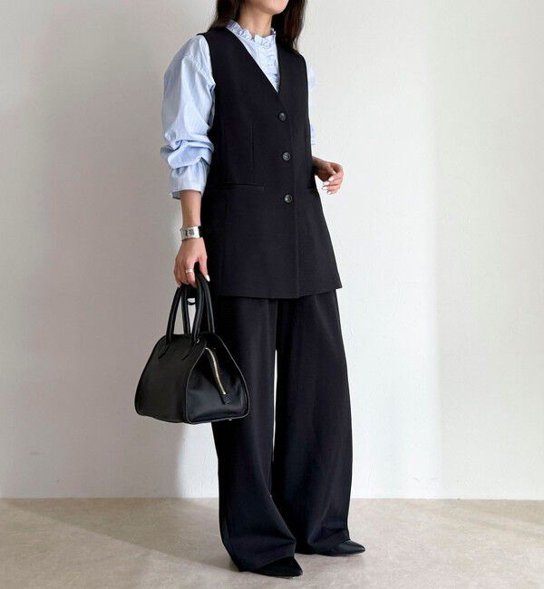 fredy emue「【セットアップ対応】パウダリーツイルベルト付きジレ」|ベスト・ジレ|