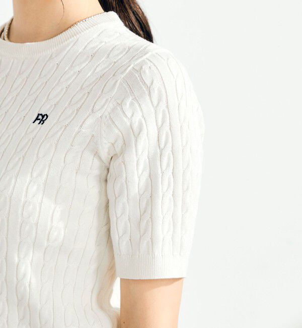 fredy emue「【WEB限定/大人気シリーズ】FR刺しゅうケーブル柄半袖プルオーバーニット」|ニット・セーター|