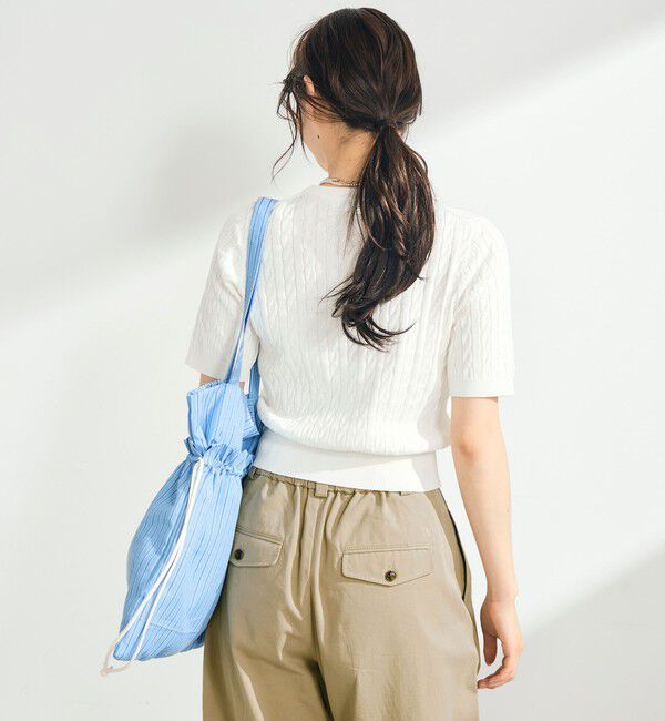 fredy emue「【WEB限定/大人気シリーズ】FR刺しゅうケーブル柄半袖プルオーバーニット」|ニット・セーター|