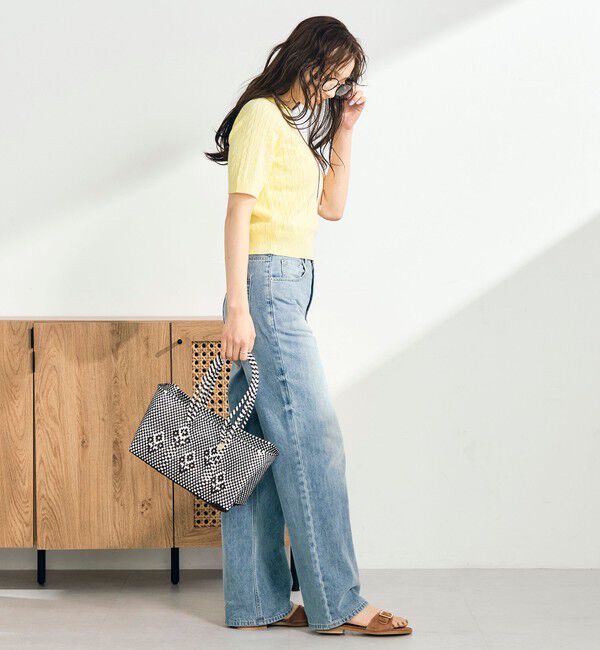 fredy emue「【WEB限定/大人気シリーズ】FR刺しゅうケーブル柄半袖プルオーバーニット」|ニット・セーター|