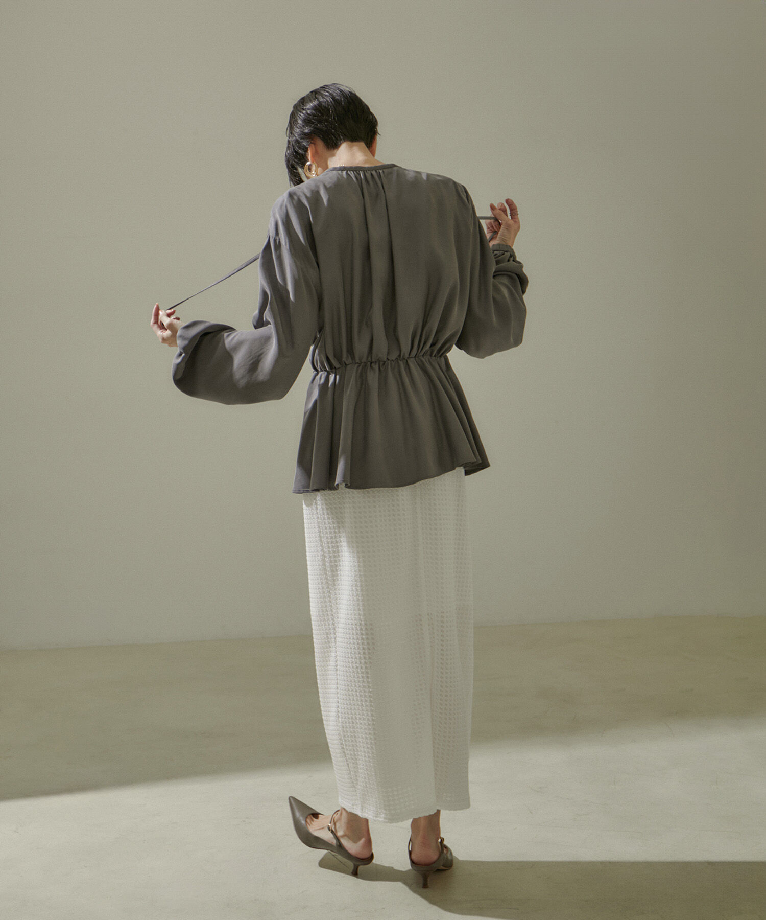 SALON adam et rope'「KINANシャーリングジャガードタイトスカート【セットアップ対応・洗える】」|スカート|