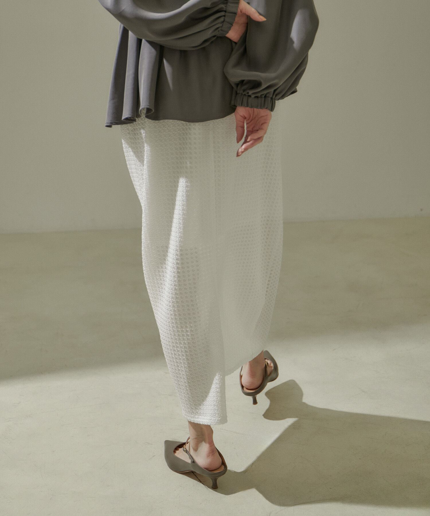 SALON adam et rope'「KINANシャーリングジャガードタイトスカート【セットアップ対応・洗える】」|スカート|